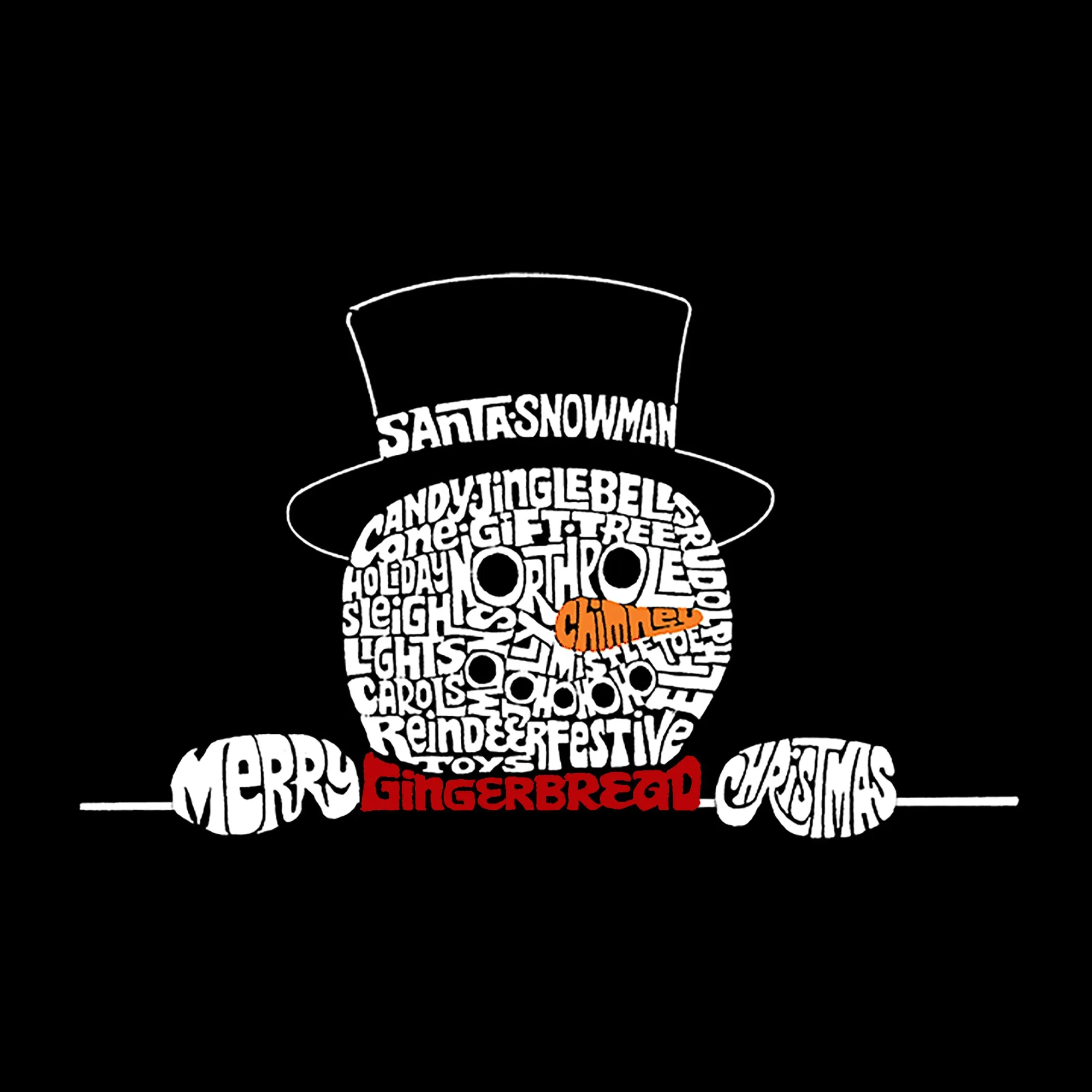Peeking Snowman - Men's Word Art Long Sleeve T-Shirt sold by LA Pop Art product image thumbnail 2
