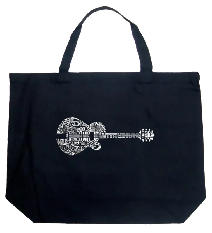 Country Guitar - Large Word Art Tote Bag sold by LA Pop Art