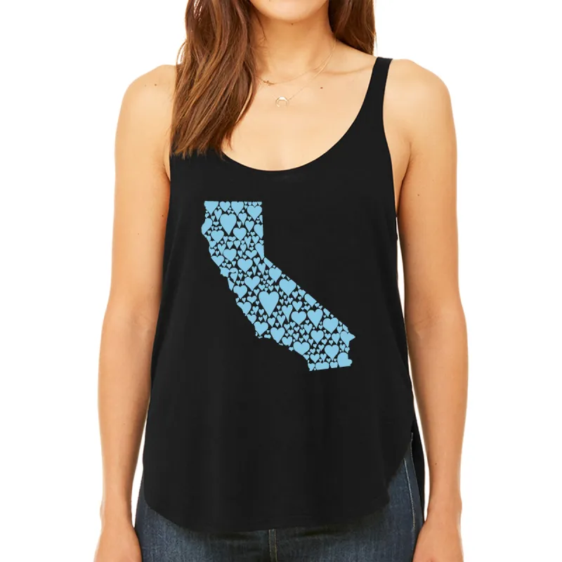 California Hearts  - Women's Premium Word Art Flowy Tank Top sold by LA Pop Art