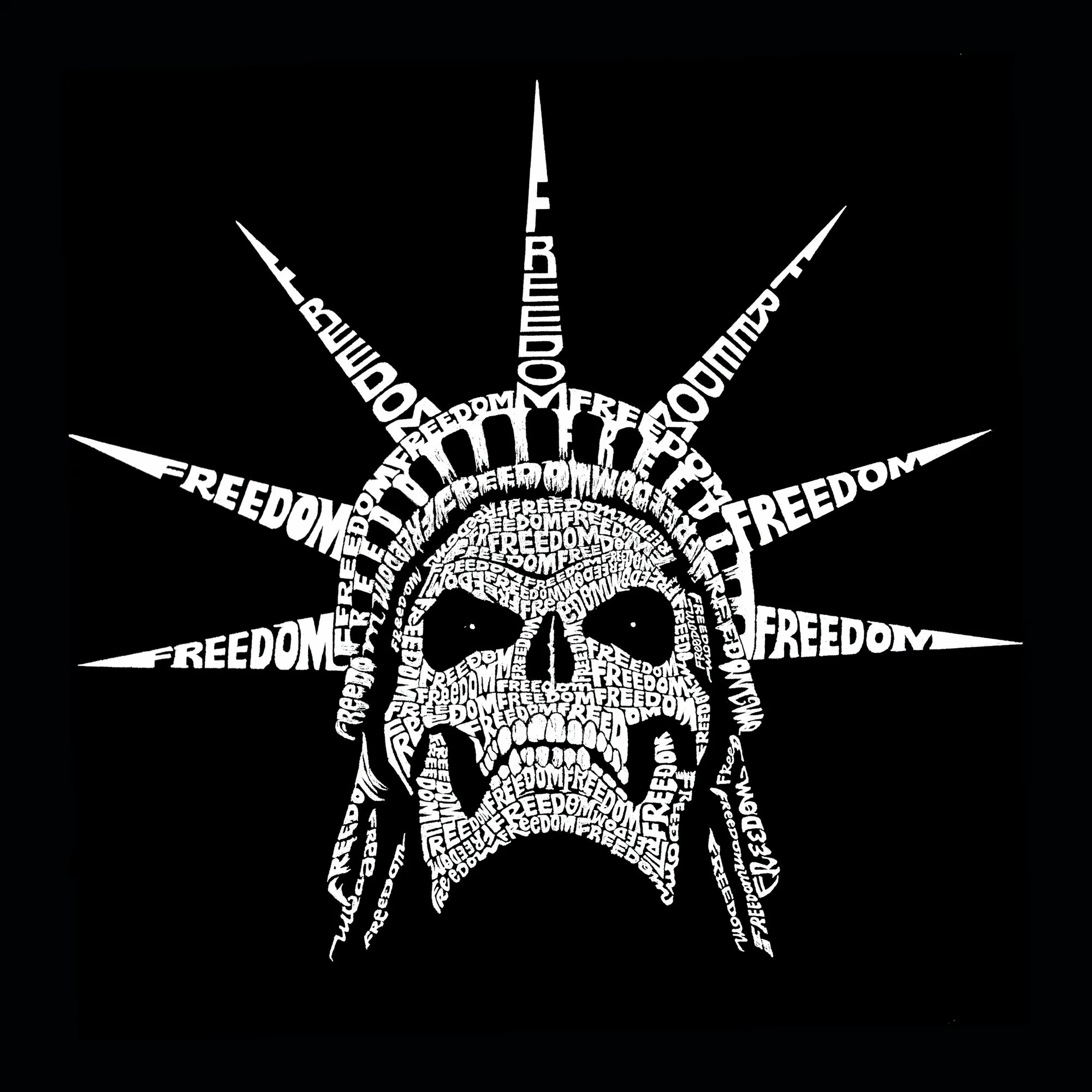 Freedom Skull - Women's Word Art V-Neck T-Shirt sold by LA Pop Art product image thumbnail 2