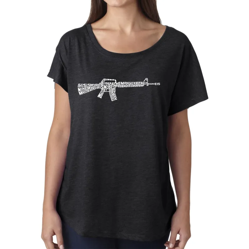 LA Pop Art Women's Dolman Word Art Shirt - RIFLEMANS CREED sold by LA Pop Art