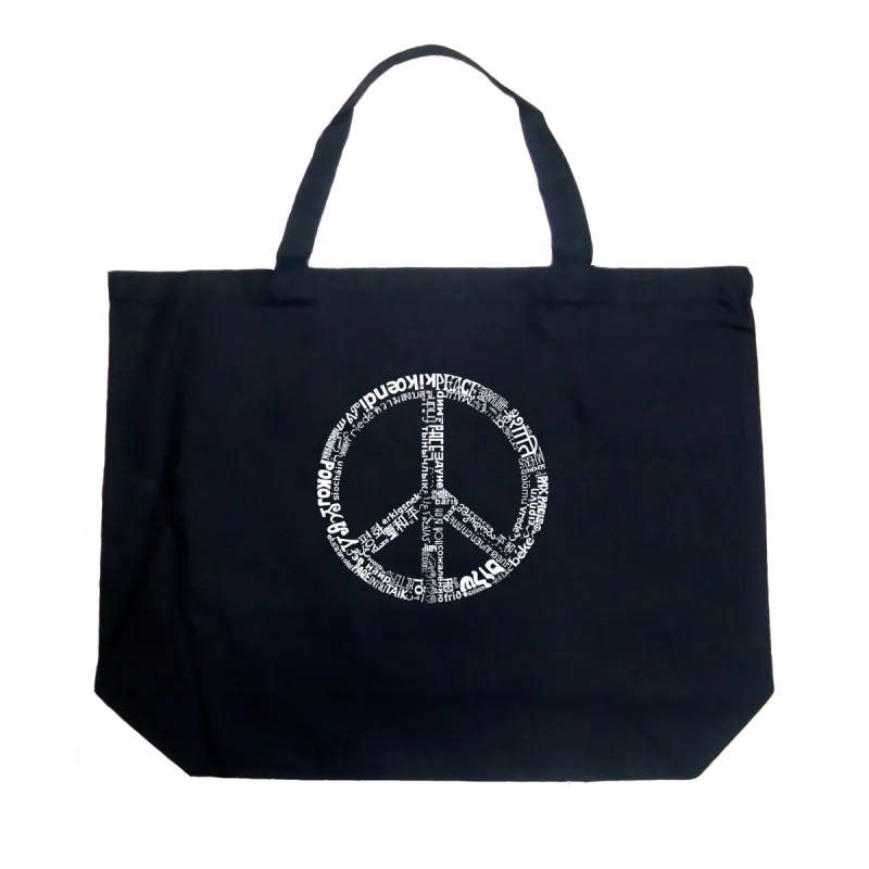 THE WORD PEACE IN 77 LANGUAGES - Large Word Art Tote Bag sold by LA Pop Art
