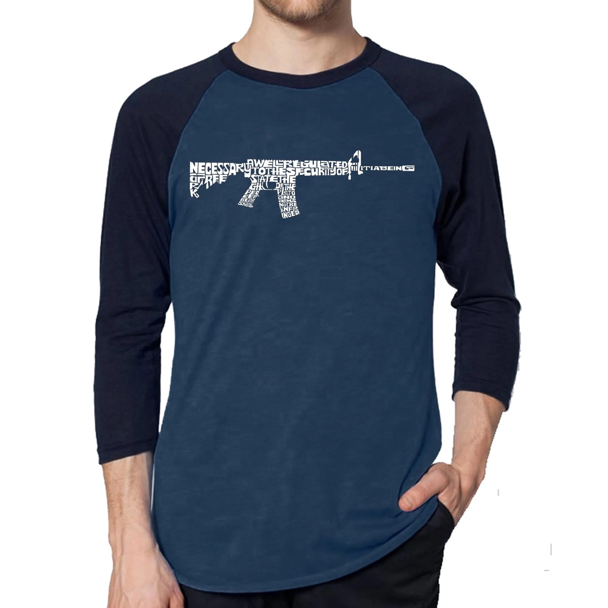 AR15 2nd Amendment Word Art - Men's Raglan Baseball Word Art T-Shirt sold by LA Pop Art product image thumbnail 3