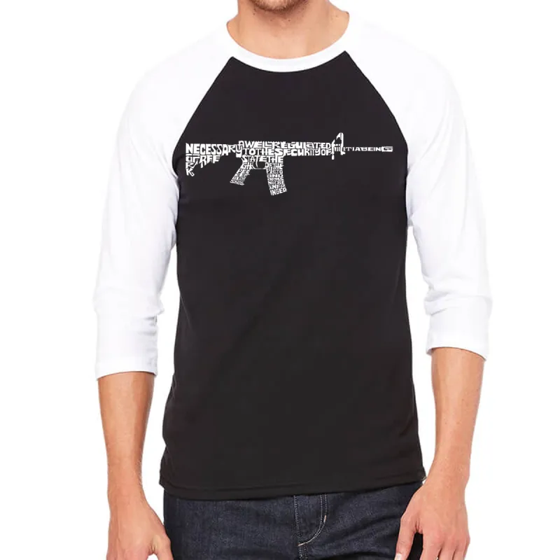 AR15 2nd Amendment Word Art - Men's Raglan Baseball Word Art T-Shirt sold by LA Pop Art