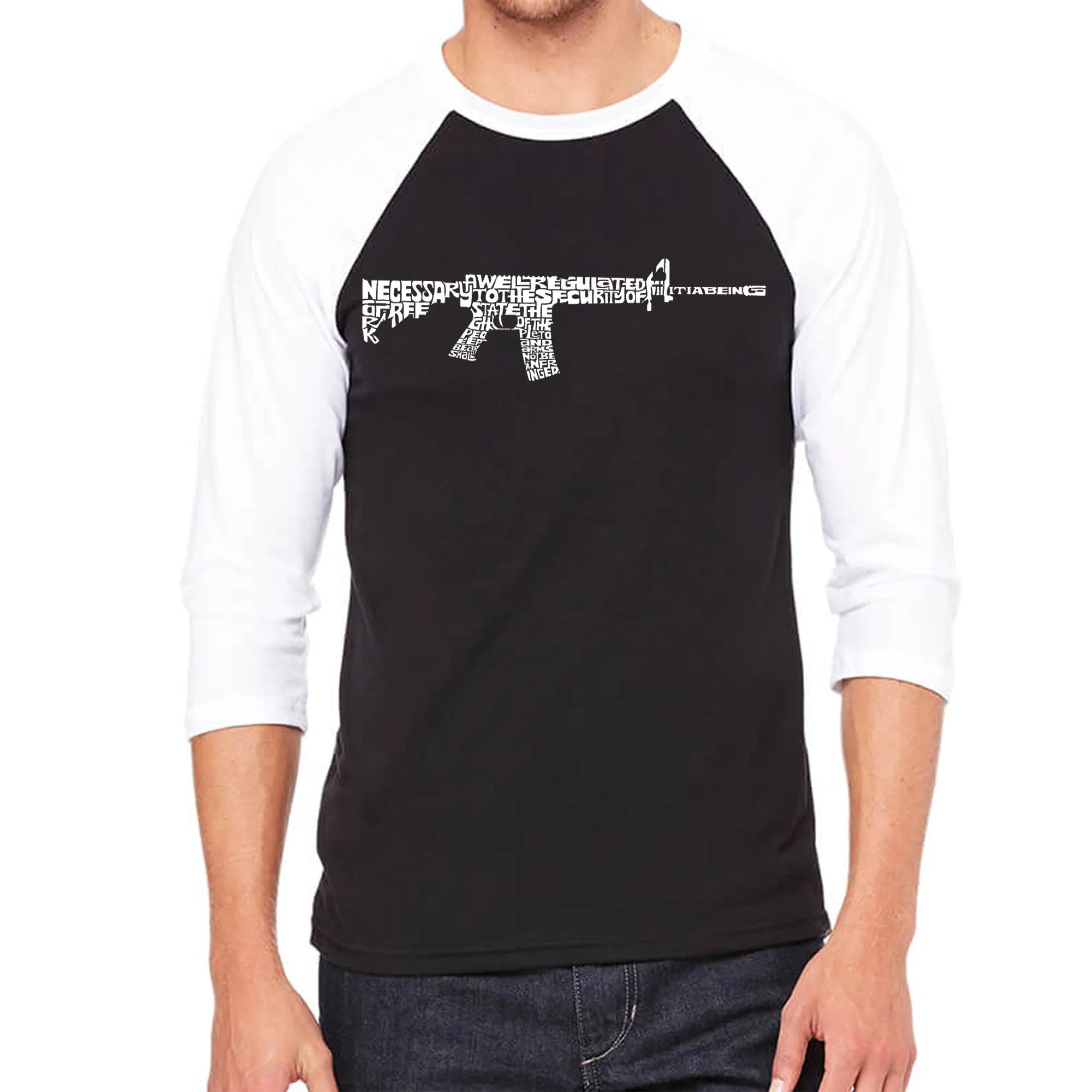 AR15 2nd Amendment Word Art - Men's Raglan Baseball Word Art T-Shirt sold by LA Pop Art