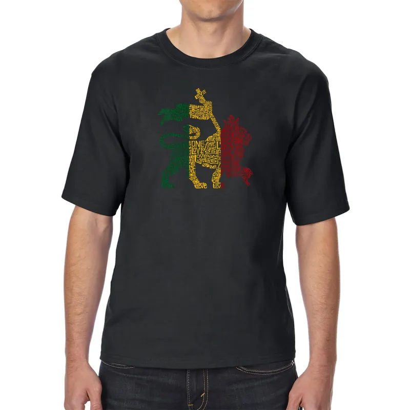 One Love Rasta Lion - Men's Tall Word Art T-Shirt sold by LA Pop Art