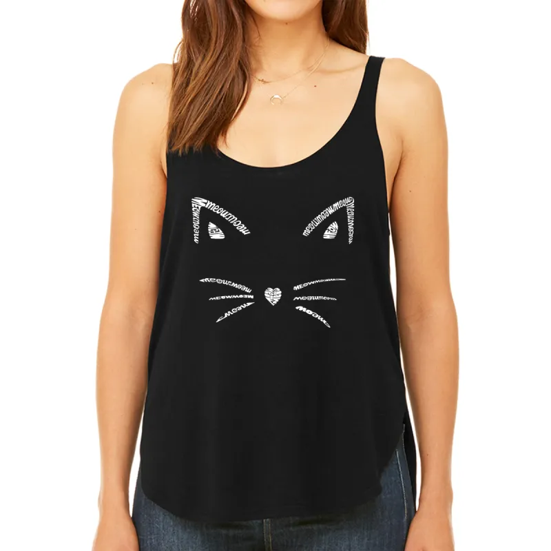 Whiskers  - Women's Premium Word Art Flowy Tank Top sold by LA Pop Art