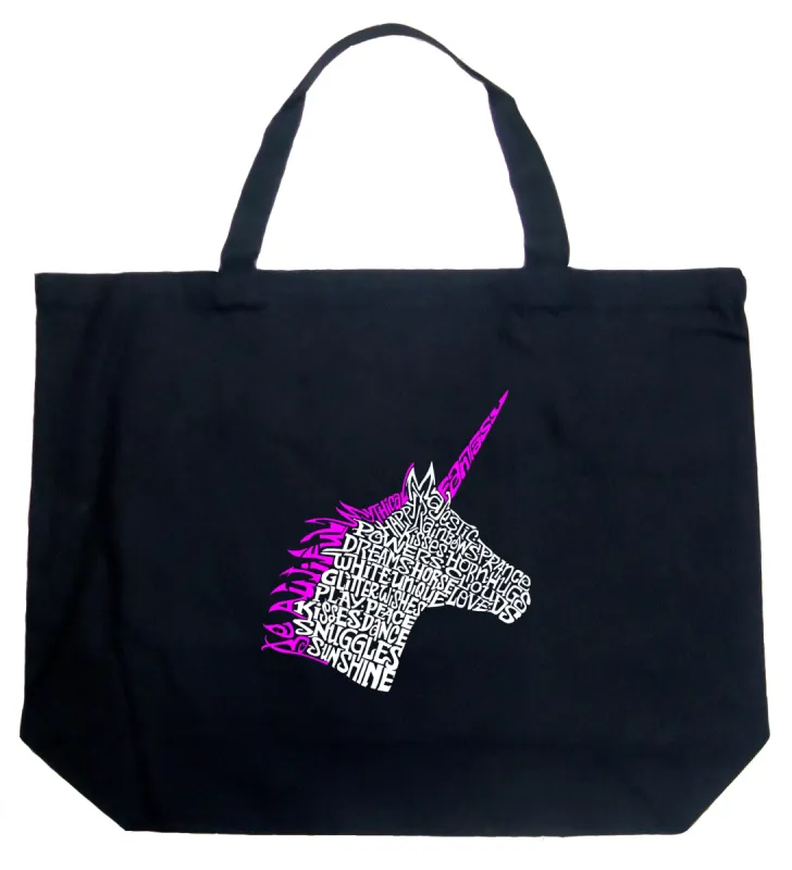 Unicorn - Large Word Art Tote Bag sold by LA Pop Art