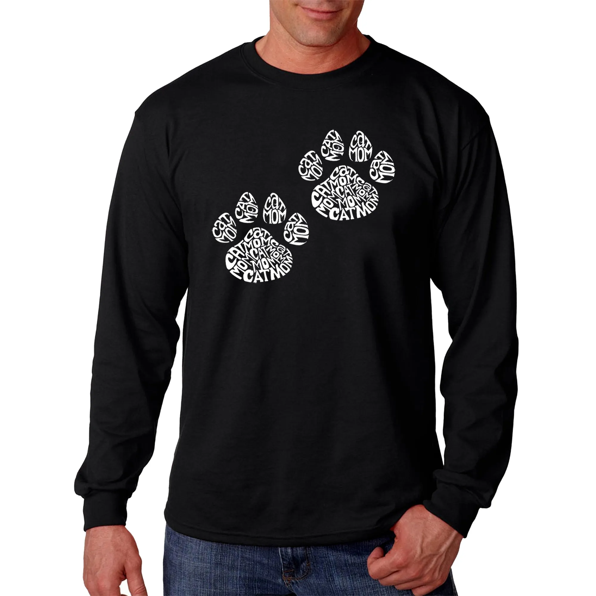 Cat Mom - Men's Word Art Long Sleeve T-Shirt sold by LA Pop Art