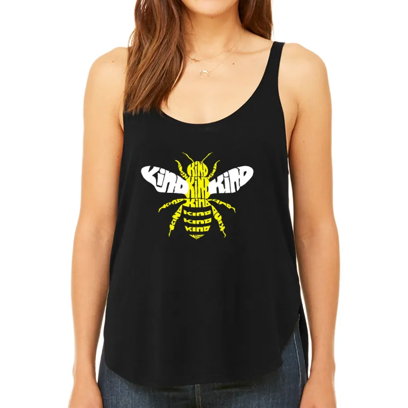 Bee Kind  - Women's Premium Word Art Flowy Tank Top sold by LA Pop Art