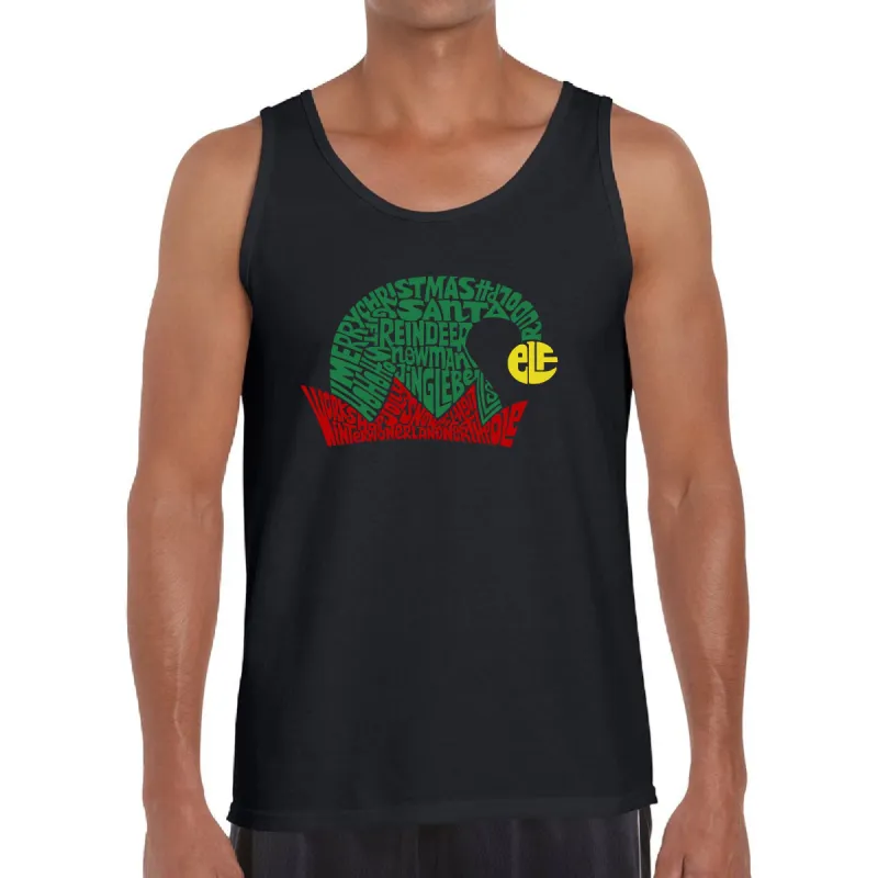 Christmas Elf Hat - Men's Word Art Tank Top sold by LA Pop Art