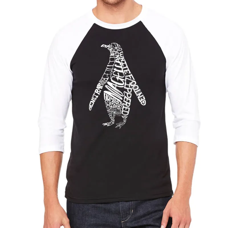 Penguin - Men's Raglan Baseball Word Art T-Shirt sold by LA Pop Art