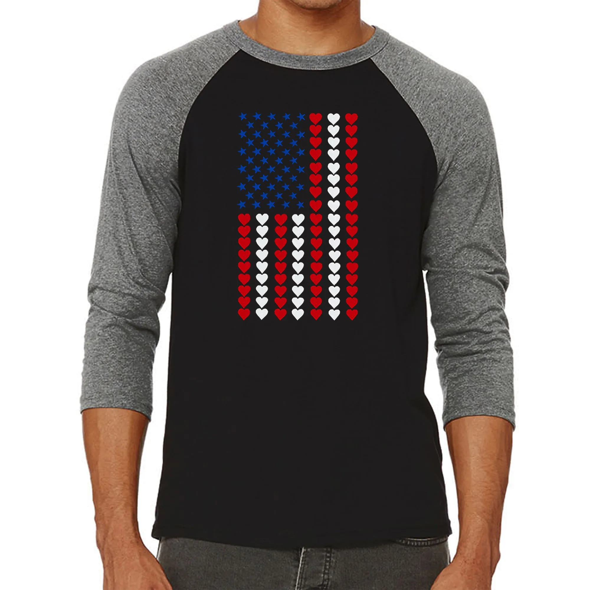 Heart Flag - Men's Raglan Baseball Word Art T-Shirt sold by LA Pop Art product image thumbnail 4