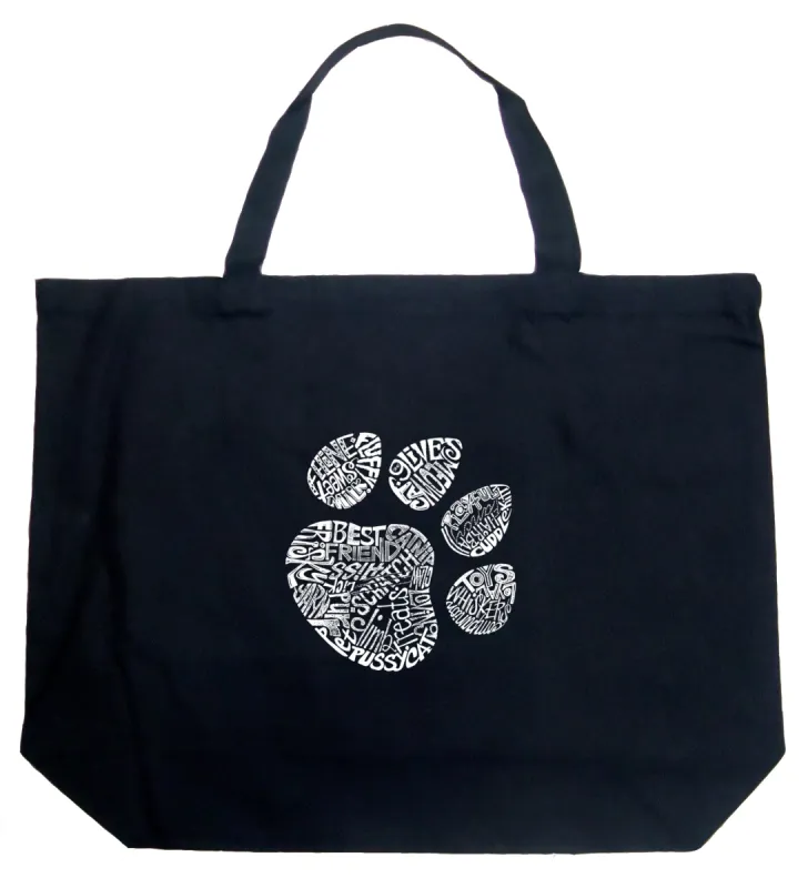 Cat Paw - Large Word Art Tote Bag sold by LA Pop Art