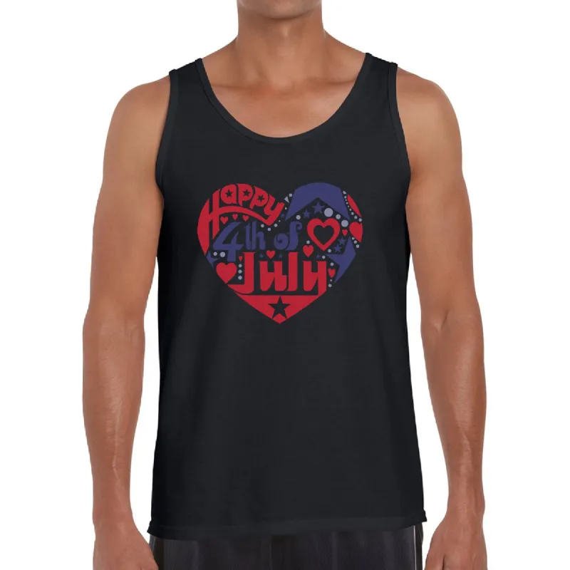 Men's Word Art Tank Top - July 4th Heart sold by LA Pop Art