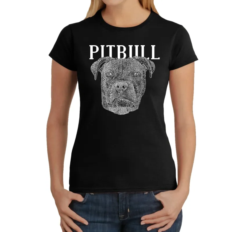 Pitbull Face - Women's Word Art T-Shirt sold by LA Pop Art