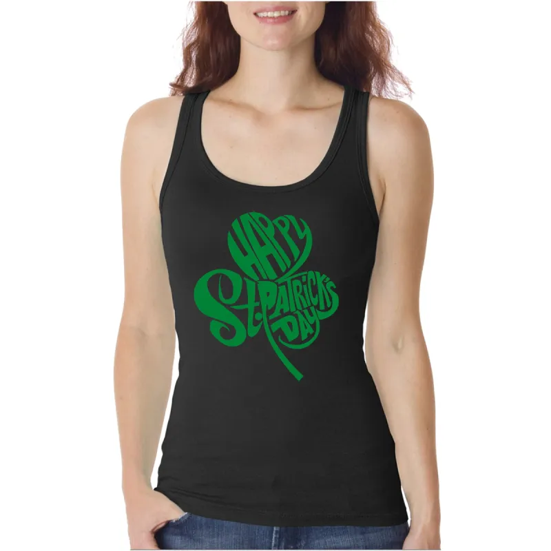 St Patricks Day Shamrock - Women's Word Art Tank Top sold by LA Pop Art