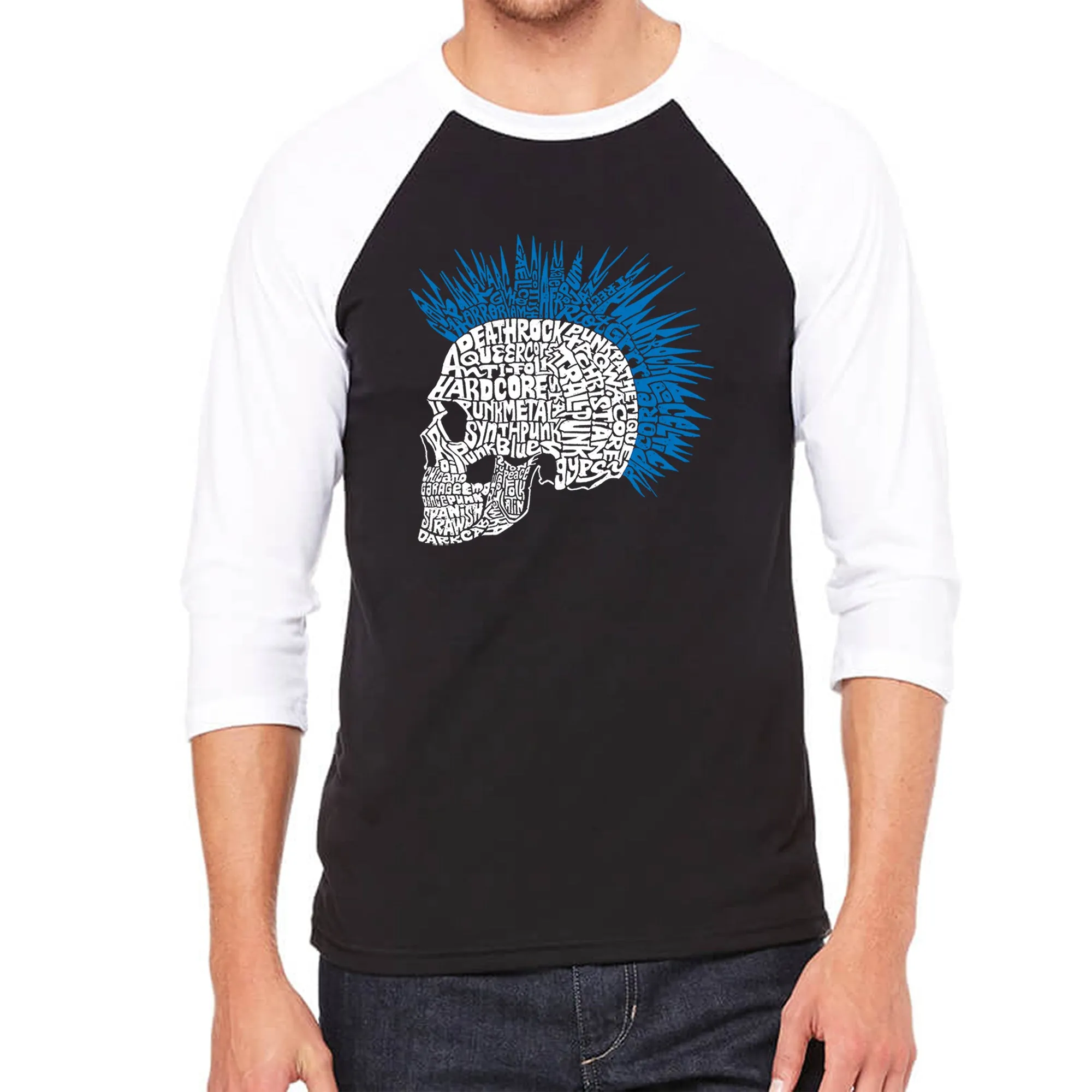 Punk Mohawk - Men's Raglan Baseball Word Art T-Shirt sold by LA Pop Art
