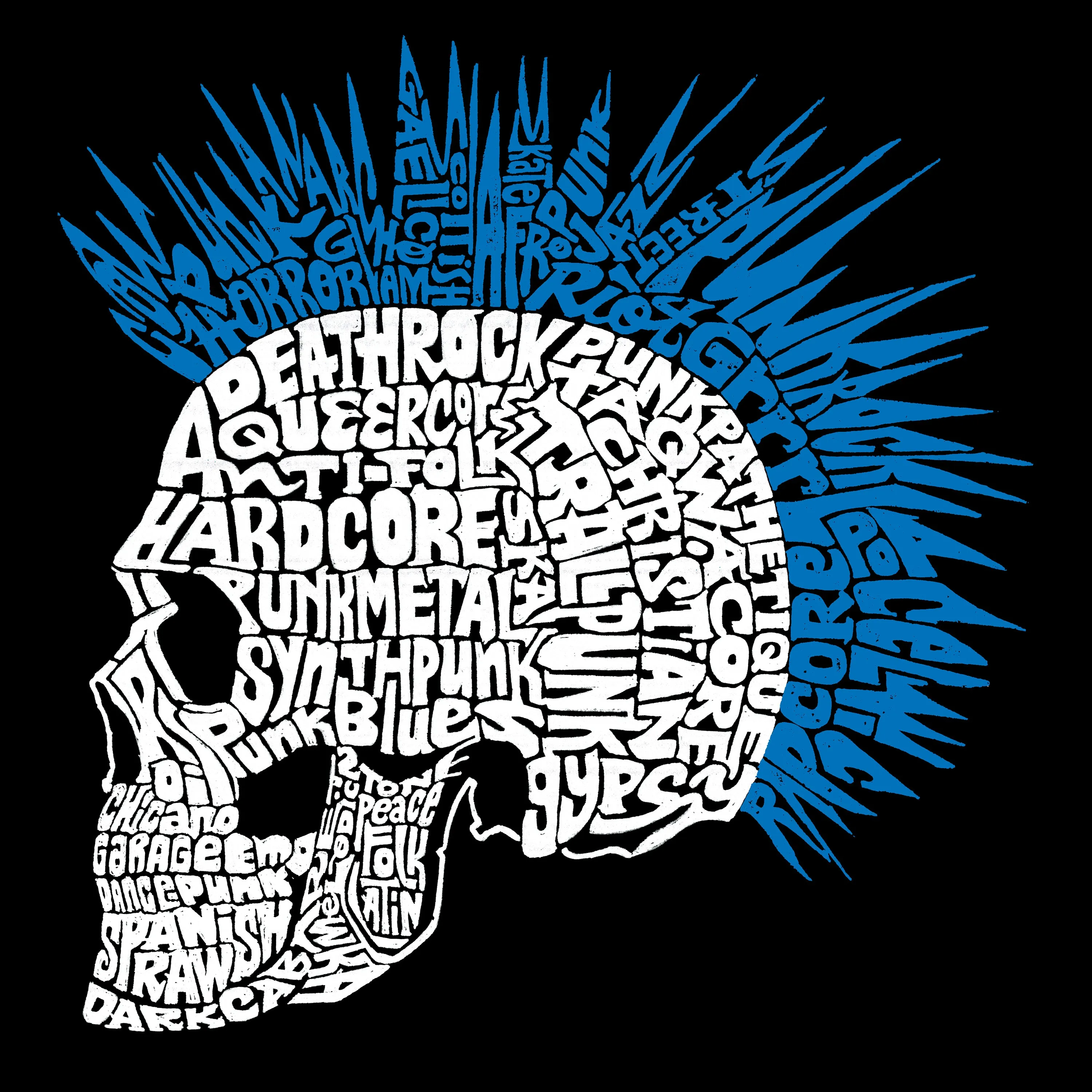 Punk Mohawk - Men's Raglan Baseball Word Art T-Shirt sold by LA Pop Art product image thumbnail 2