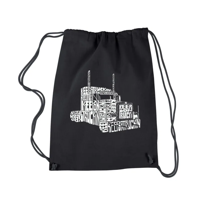 KEEP ON TRUCKIN' - Drawstring Backpack sold by LA Pop Art