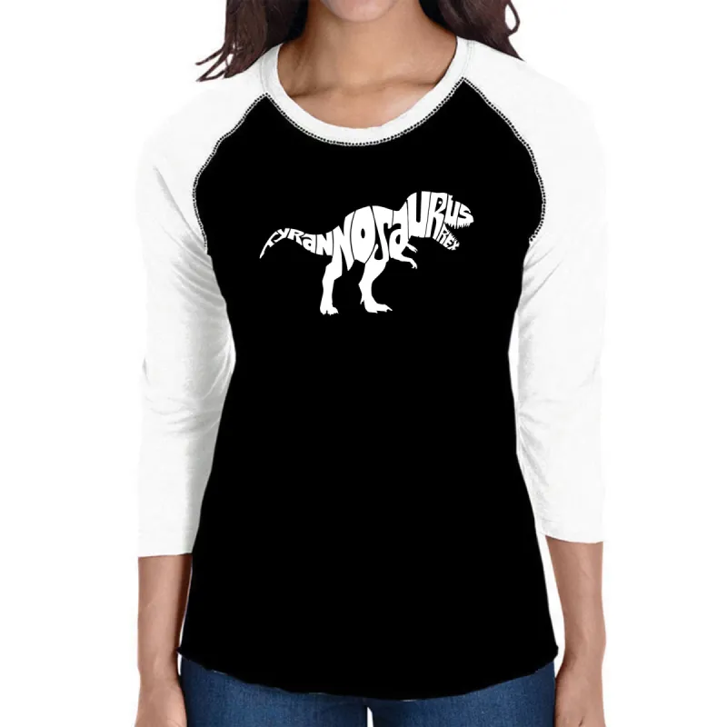 TYRANNOSAURUS REX - Women's Raglan Baseball Word Art T-Shirt sold by LA Pop Art