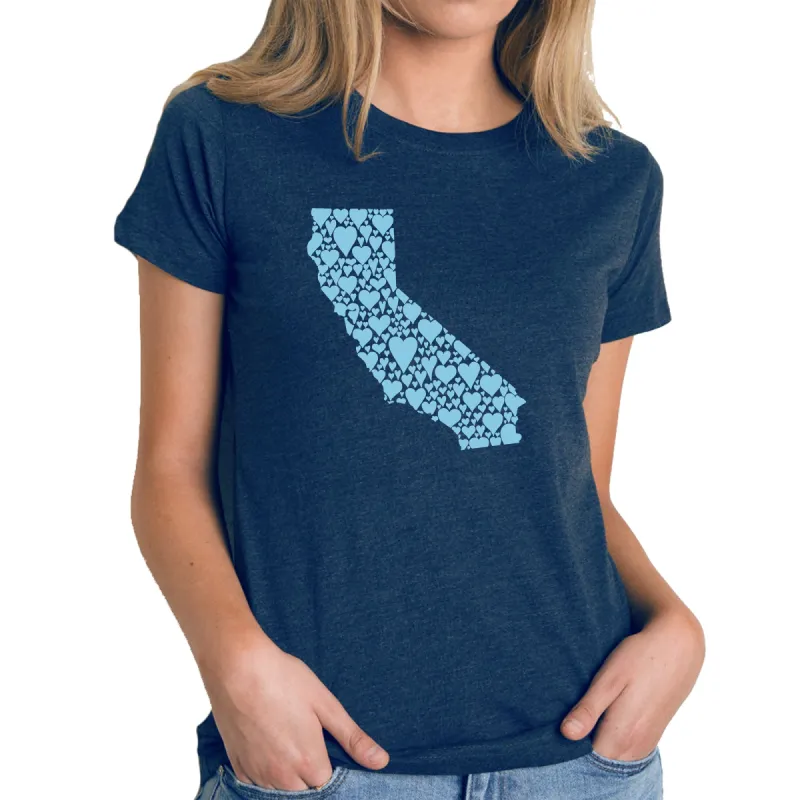 California Hearts  - Women's Premium Blend Word Art T-Shirt sold by LA Pop Art
