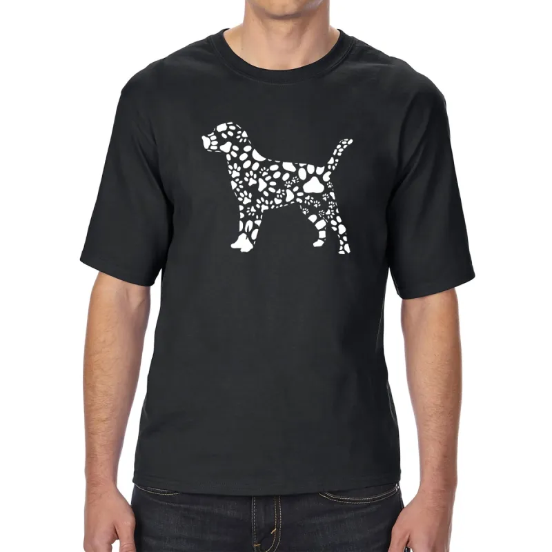Dog Paw Prints  - Men's Tall and Long Word Art T-Shirt sold by LA Pop Art