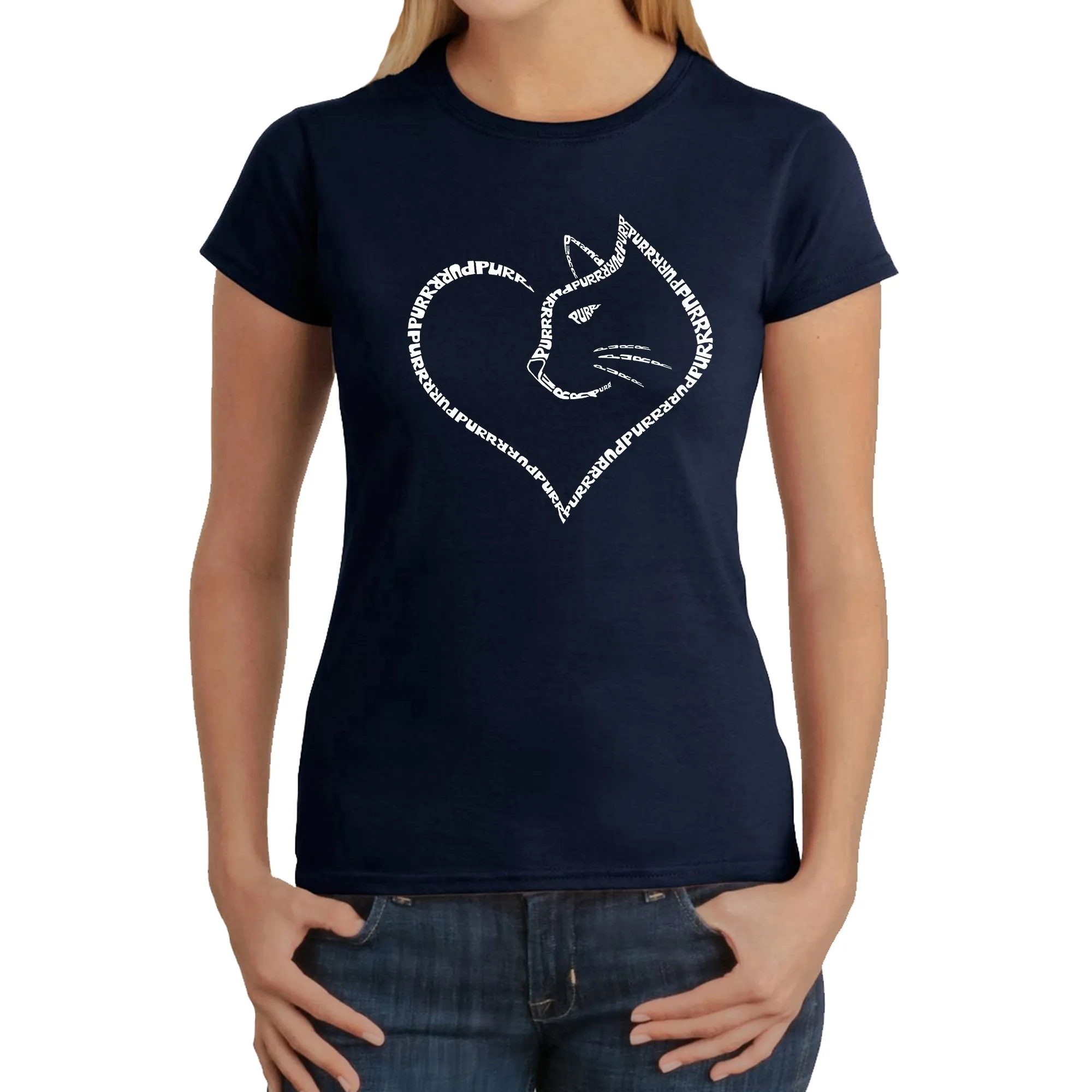 Cat Heart - Women's Word Art T-Shirt sold by LA Pop Art product image thumbnail 3