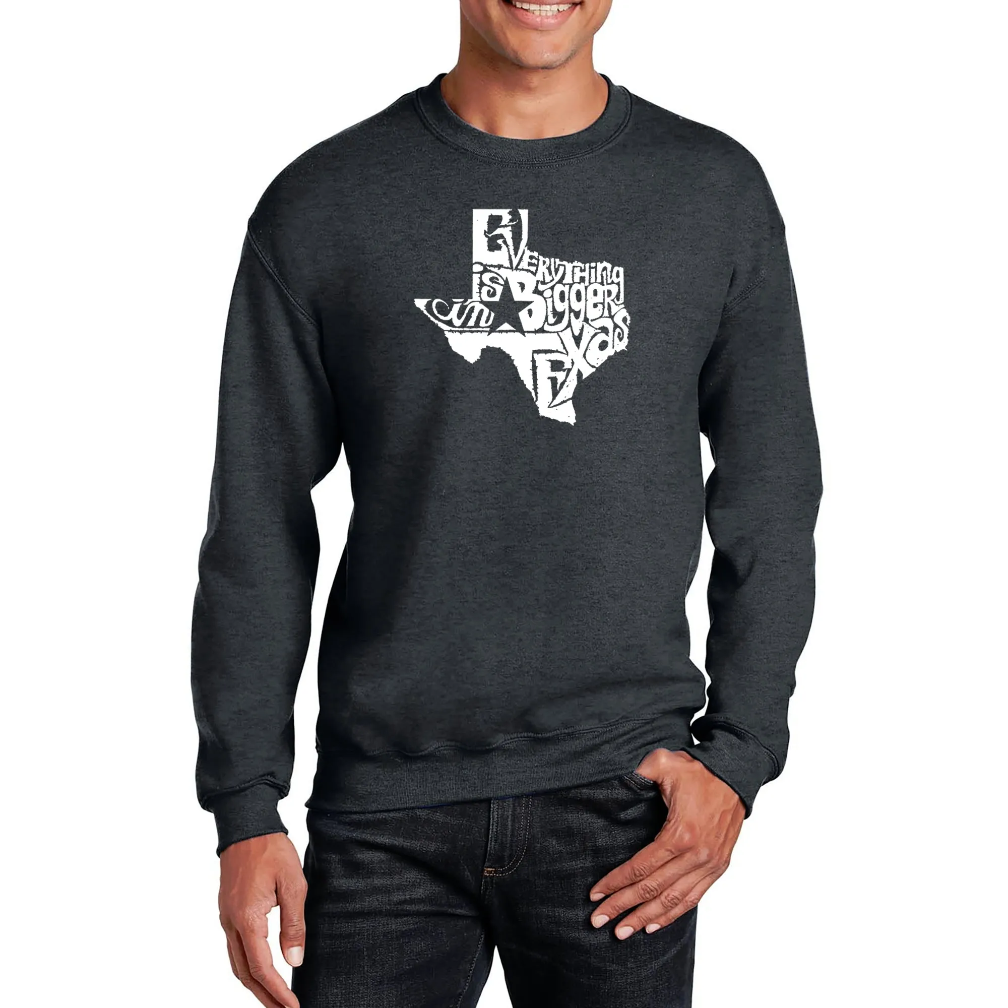 Everything is Bigger in Texas - Men's Word Art Crewneck Sweatshirt sold by LA Pop Art product image thumbnail 3