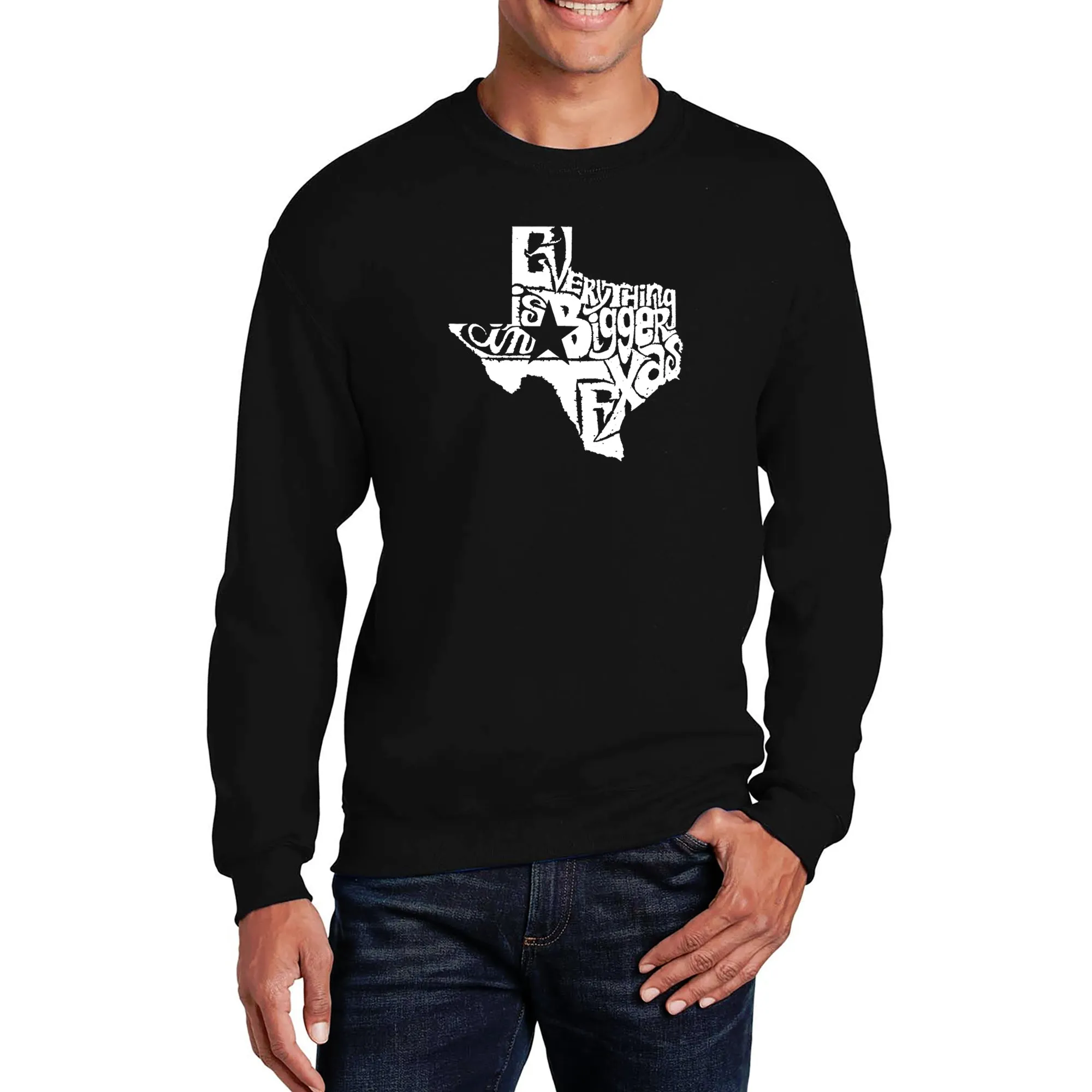 Everything is Bigger in Texas - Men's Word Art Crewneck Sweatshirt sold by LA Pop Art