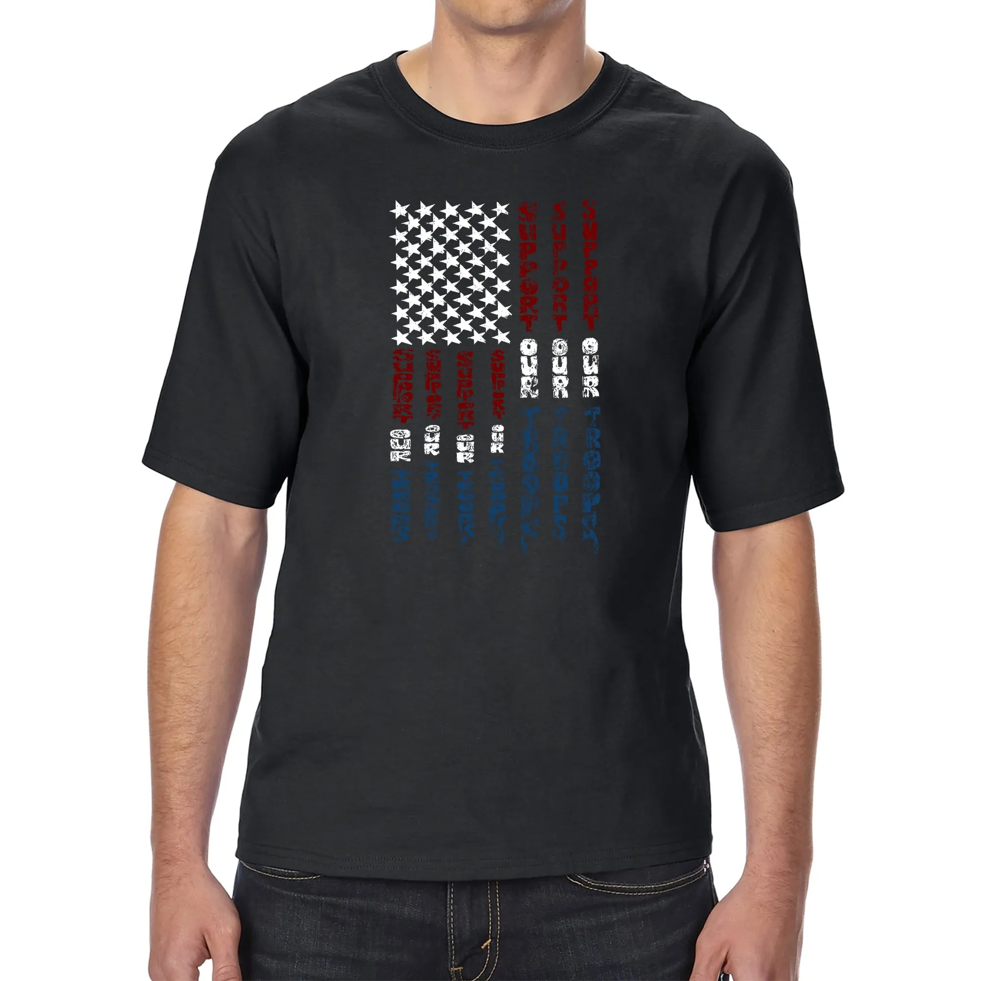 Support our Troops - Men's Tall and Long Word Art T-Shirt sold by LA Pop Art product image thumbnail 3