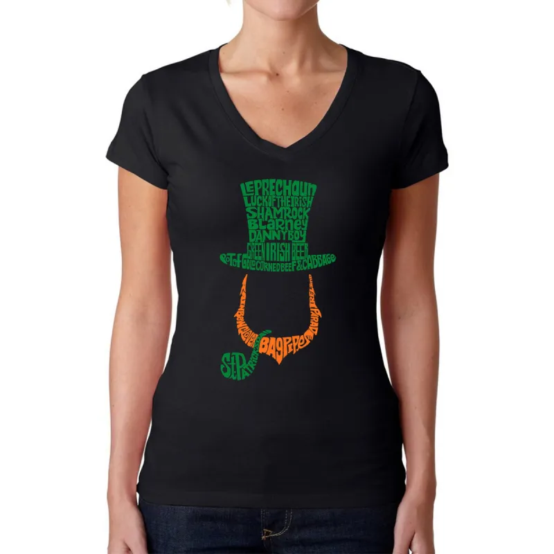 Leprechaun - Women's Word Art V-Neck T-Shirt sold by LA Pop Art