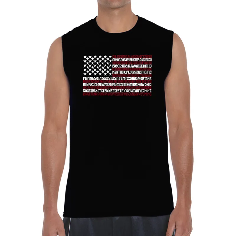 50 States USA Flag - Men's Word Art Sleeveless T-Shirt sold by LA Pop Art