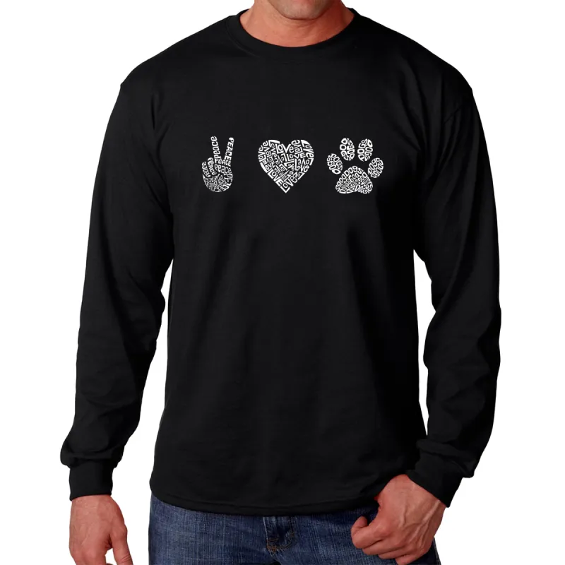 Peace Love Dogs - Men's Word Art Long Sleeve T-Shirt sold by LA Pop Art