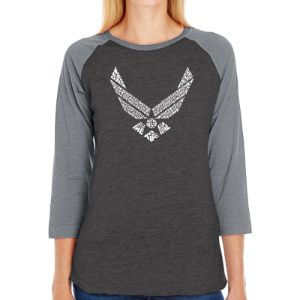 LYRICS TO THE AIR FORCE SONG - Women's Raglan Baseball Word Art T-Shirt sold by LA Pop Art