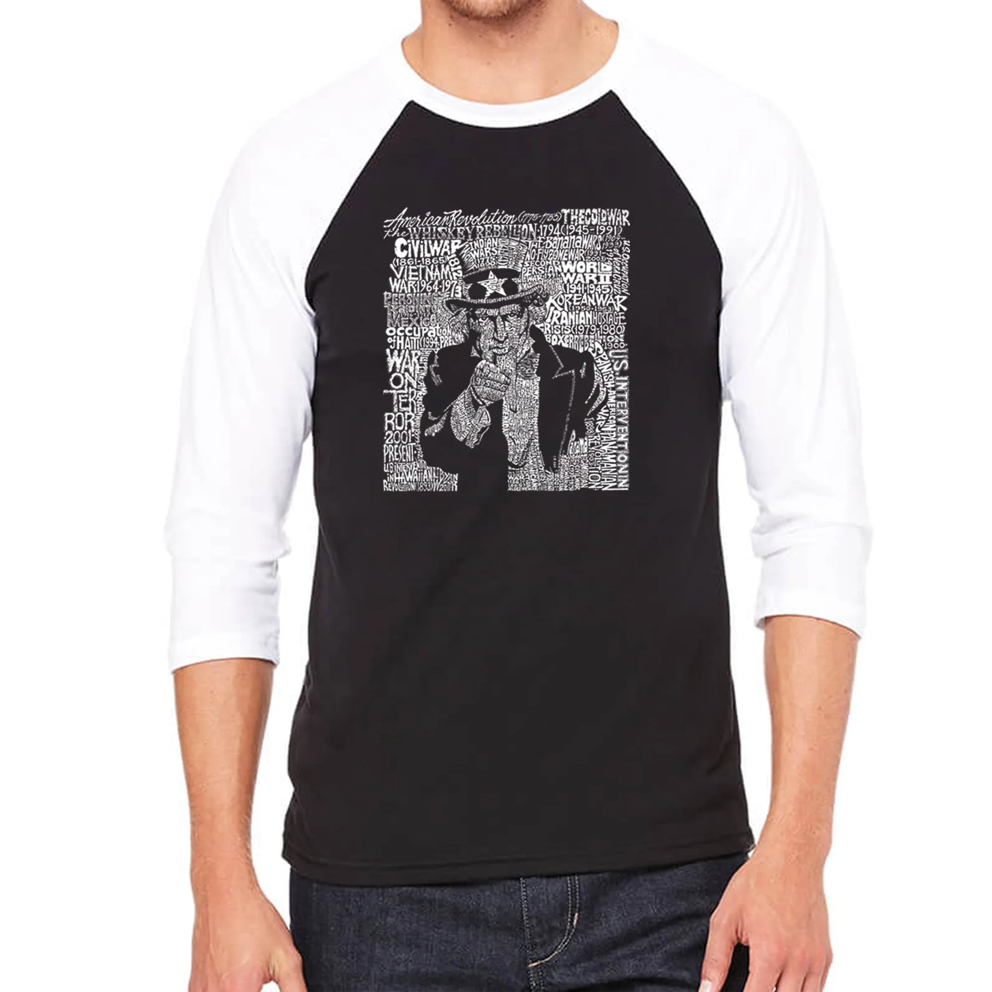 UNCLE SAM - Men's Raglan Baseball Word Art T-Shirt sold by LA Pop Art