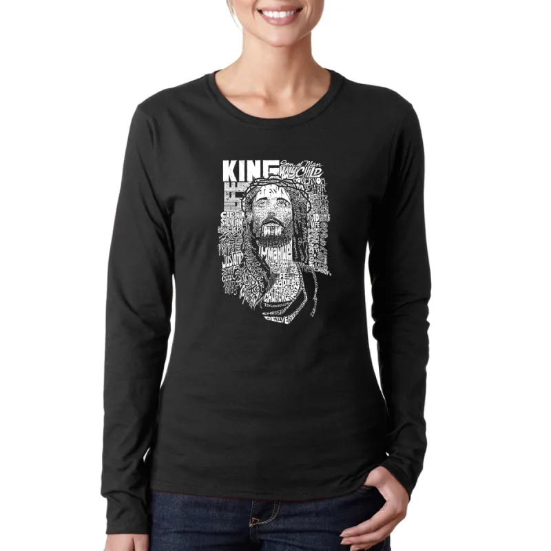 JESUS - Women's Word Art Long Sleeve T-Shirt sold by LA Pop Art