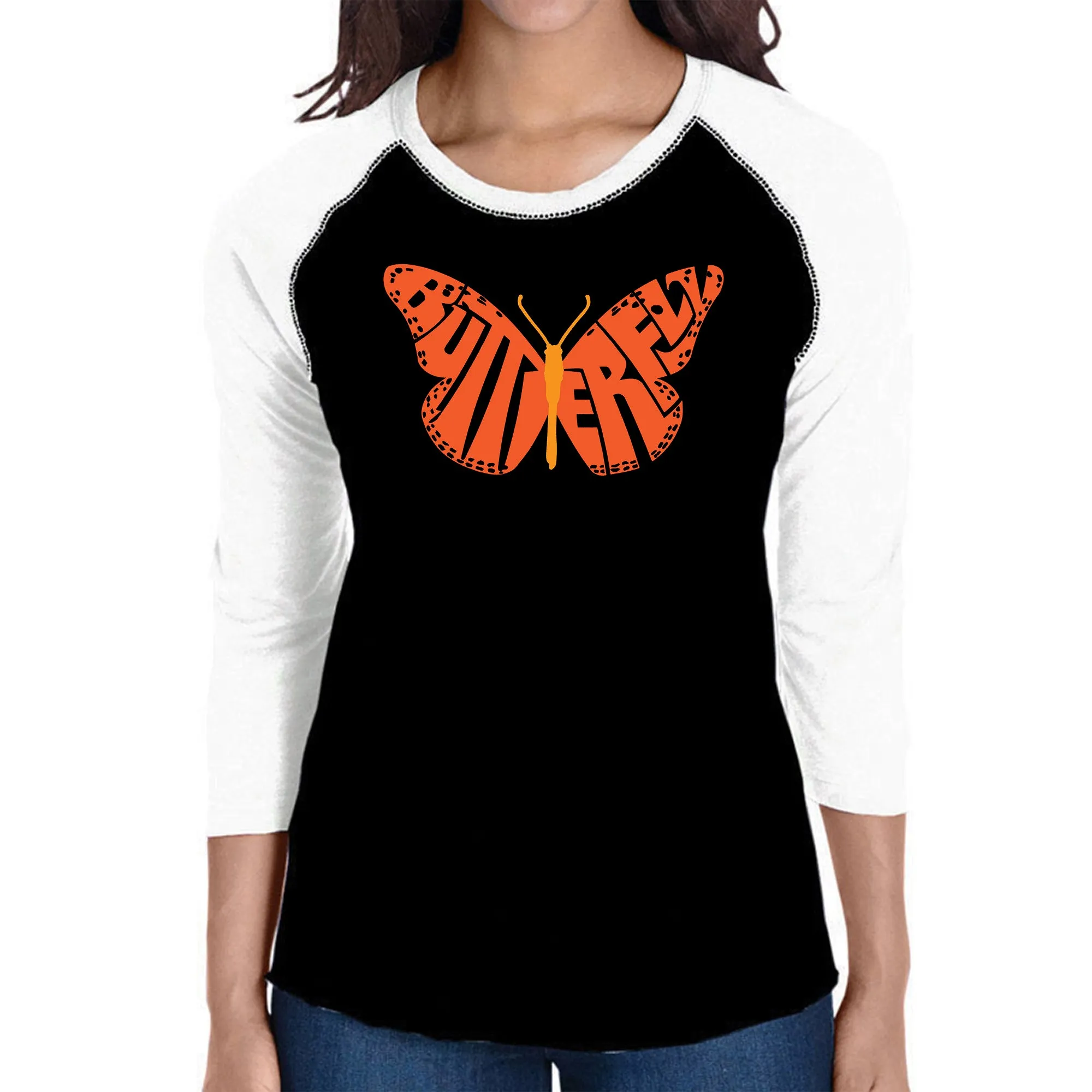 Butterfly - Women's Raglan Word Art T-Shirt sold by LA Pop Art