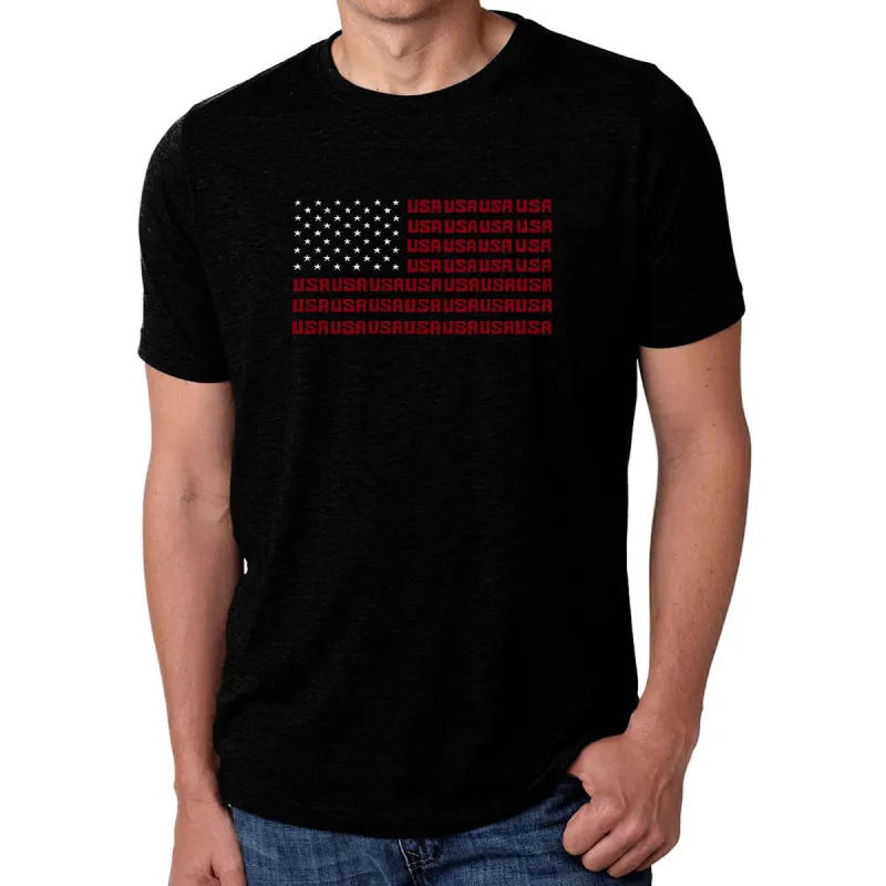 USA Flag  - Men's Premium Blend Word Art T-Shirt sold by LA Pop Art