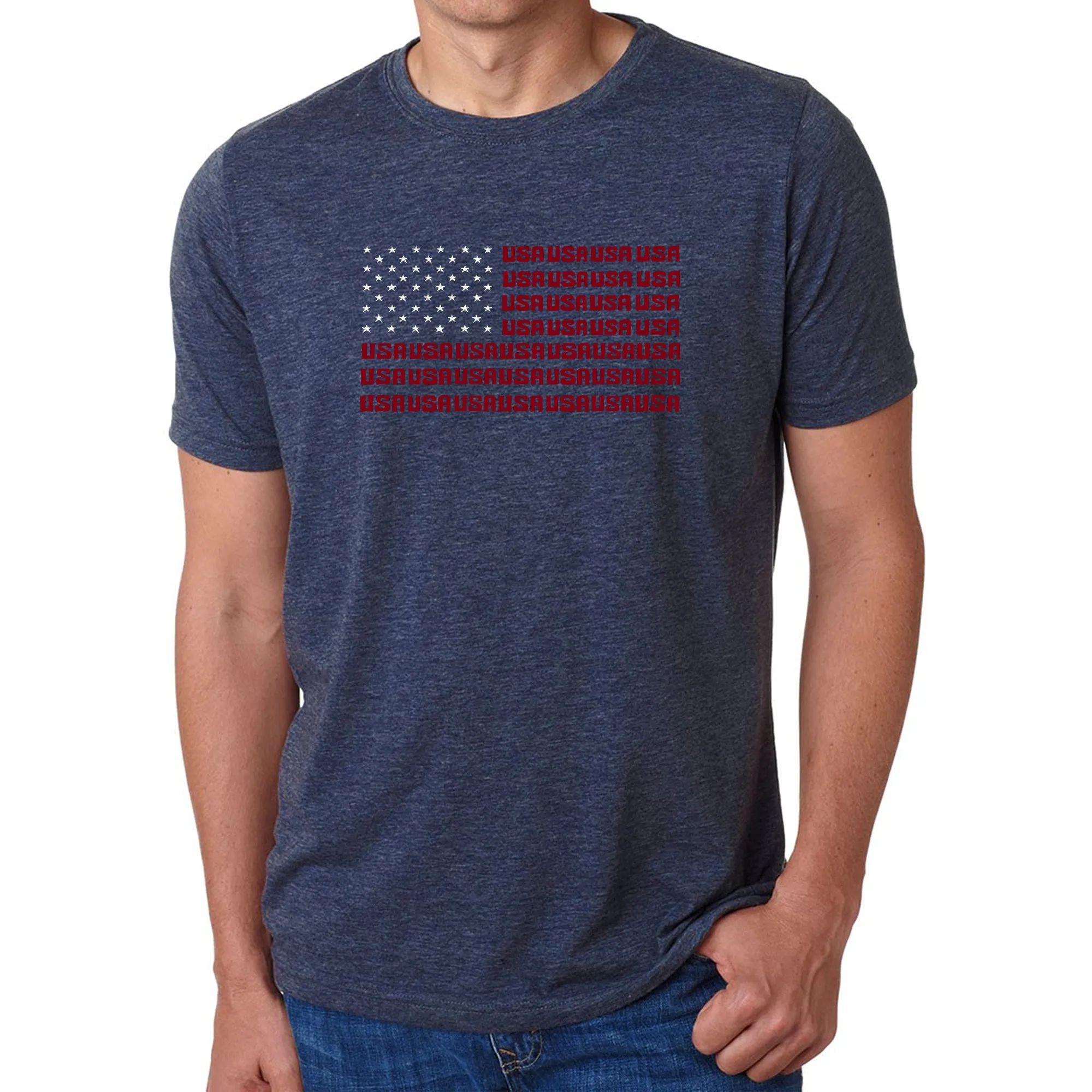 USA Flag - Men's Premium Blend Word Art T-Shirt sold by LA Pop Art product image thumbnail 3