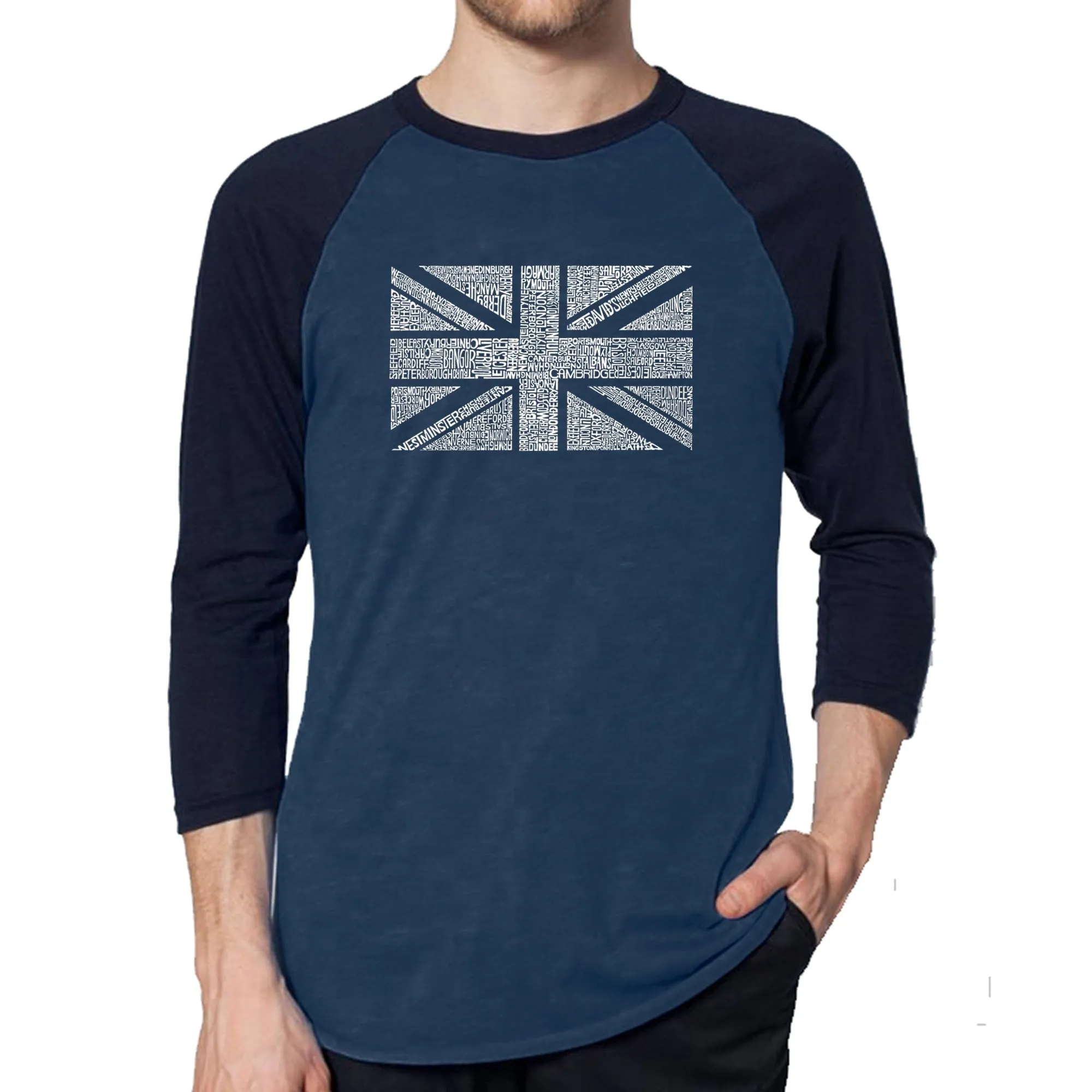 UNION JACK - Men's Raglan Baseball Word Art T-Shirt sold by LA Pop Art product image thumbnail 3