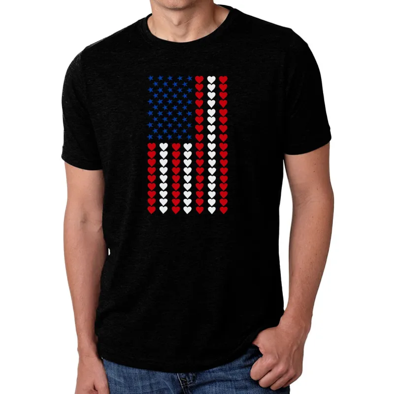 Heart Flag - Men's Premium Blend Word Art T-Shirt sold by LA Pop Art
