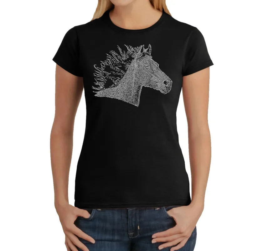 Horse Mane - Women's Word Art T-Shirt sold by LA Pop Art
