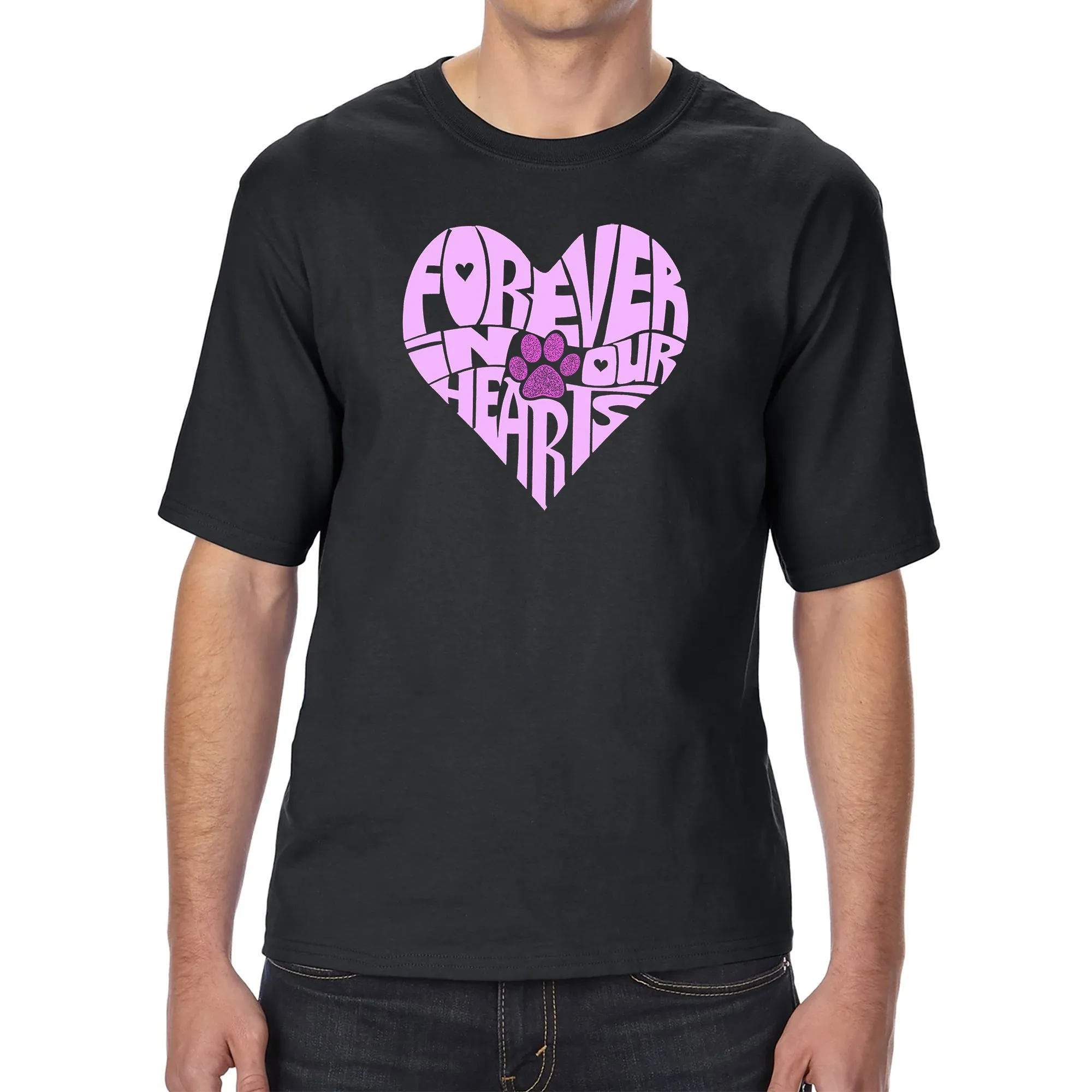 Forever In Our Hearts - Men's Tall and Long Word Art T-Shirt sold by LA Pop Art