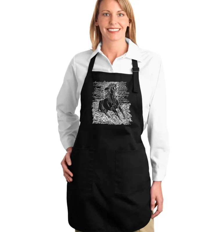 POPULAR HORSE BREEDS - Full Length Word Art Apron sold by LA Pop Art