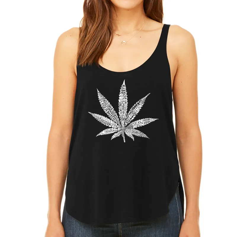 50 DIFFERENT STREET TERMS FOR MARIJUANA - Women's Word Art Flowy Tank sold by LA Pop Art
