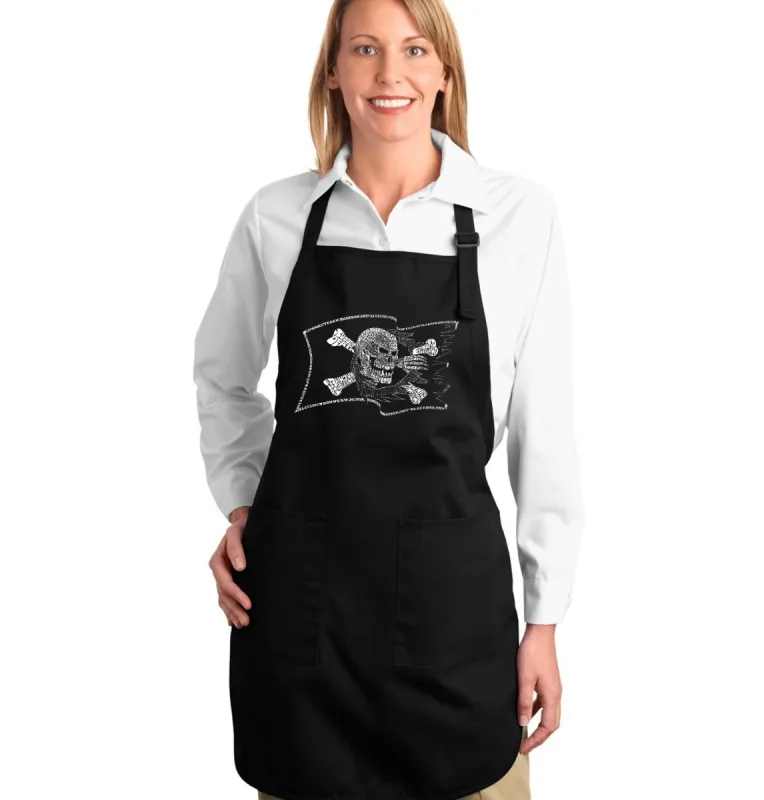 FAMOUS PIRATE CAPTAINS AND SHIPS - Full Length Word Art Apron sold by LA Pop Art