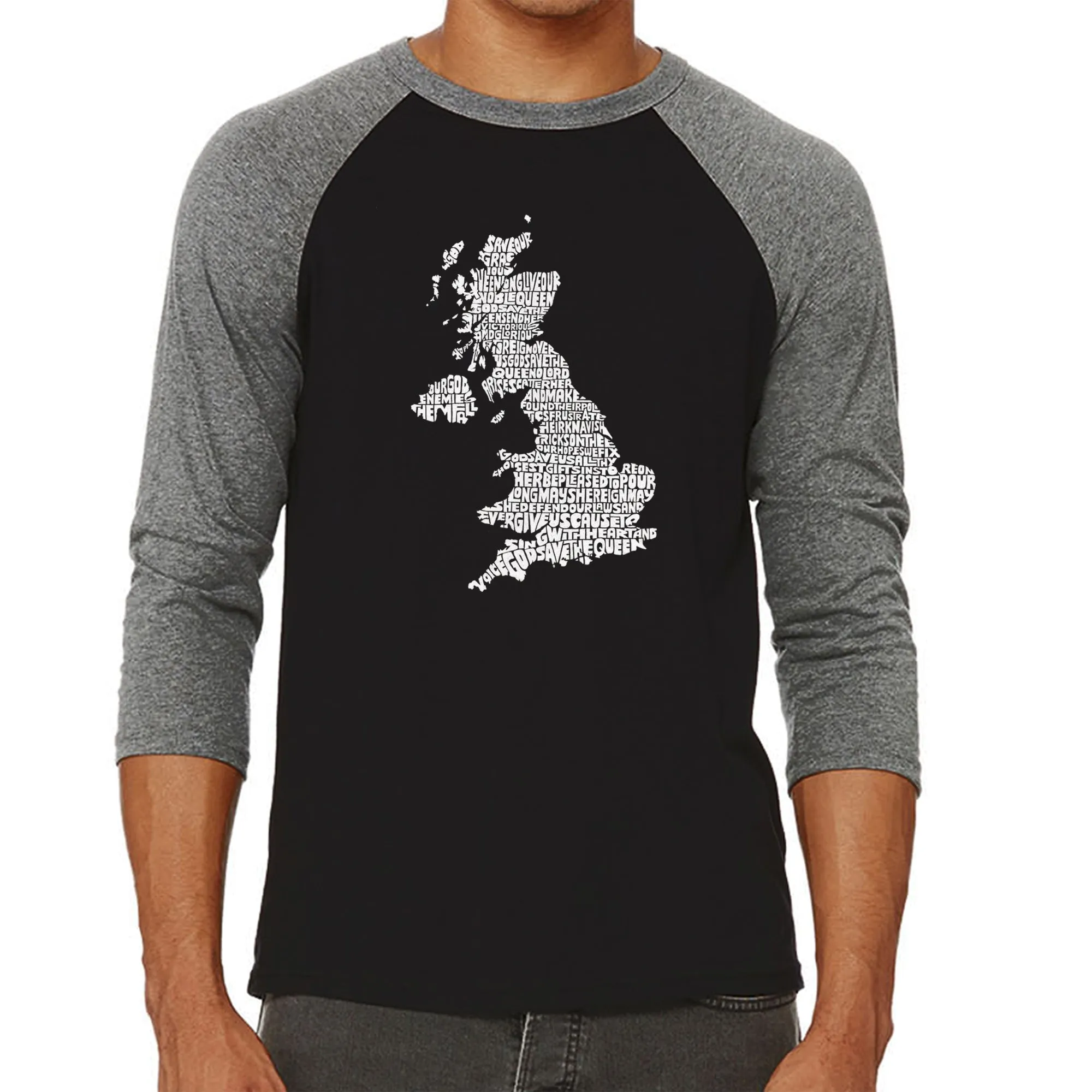 GOD SAVE THE QUEEN - Men's Raglan Baseball Word Art T-Shirt sold by LA Pop Art product image thumbnail 4
