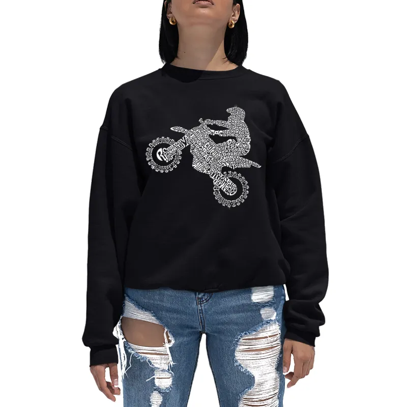 FMX Freestyle Motocross - Women's Word Art Crewneck Sweatshirt sold by LA Pop Art