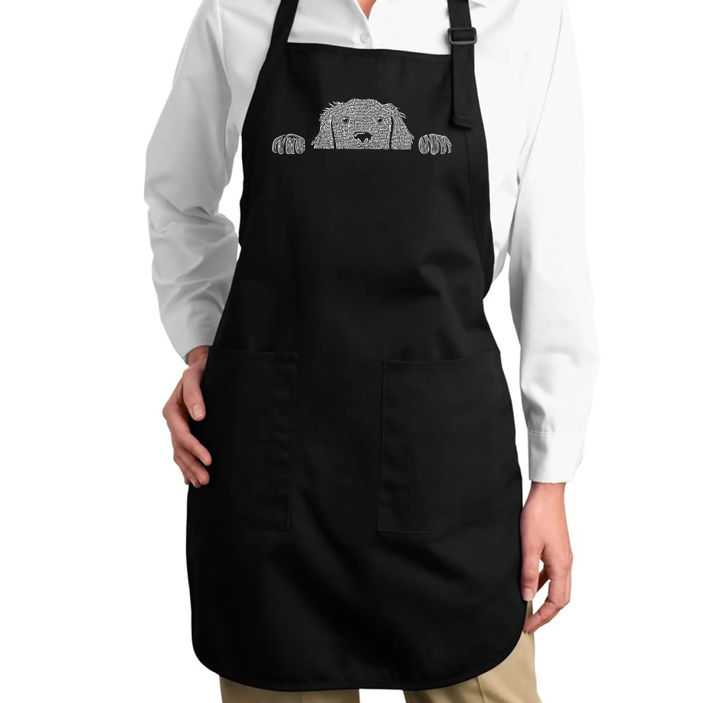 Peeking Dog - Full Length Word Art Apron sold by LA Pop Art